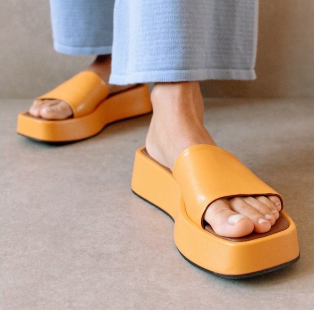 Alohas Janice Platform Sandals‎ Slides Orange Svegan  90s Y2K EU41 10-10.5